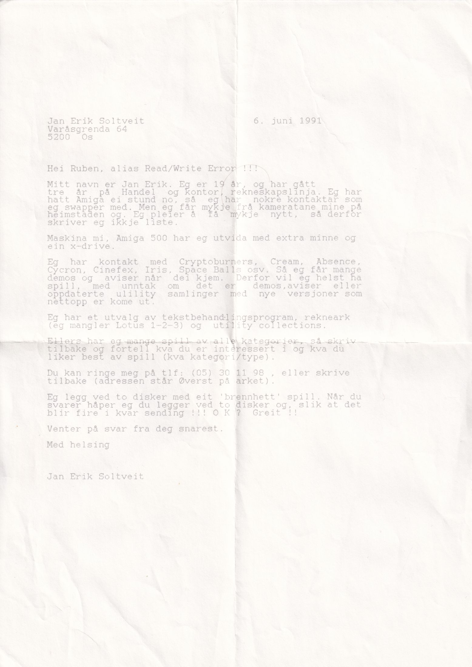 Letter 1 page A