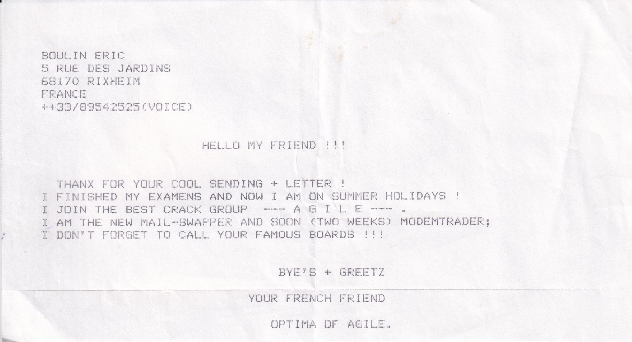 Letter 1 page A